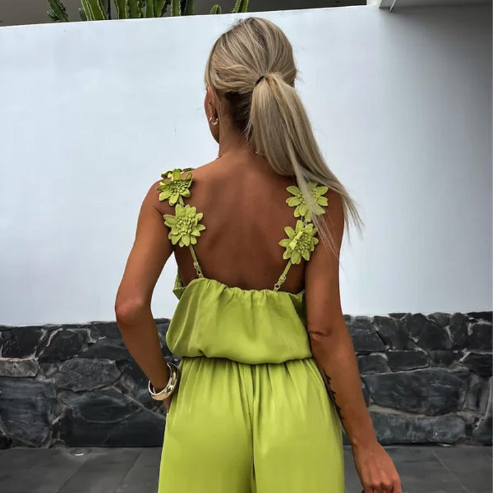 Airy summer jumpsuit with wide legs – Jasmin-Red-S-Nora Luxe