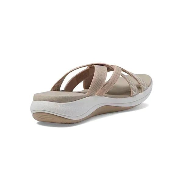 Airy summer shoes with orthopedic footbed & cushioning – Riva-Beige-3-Nora Luxe