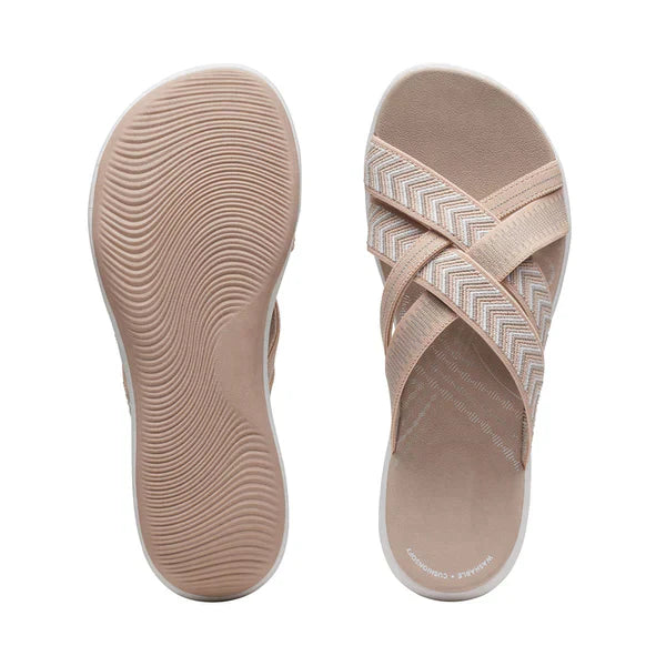 Airy summer shoes with orthopedic footbed & cushioning – Riva-Beige-3-Nora Luxe