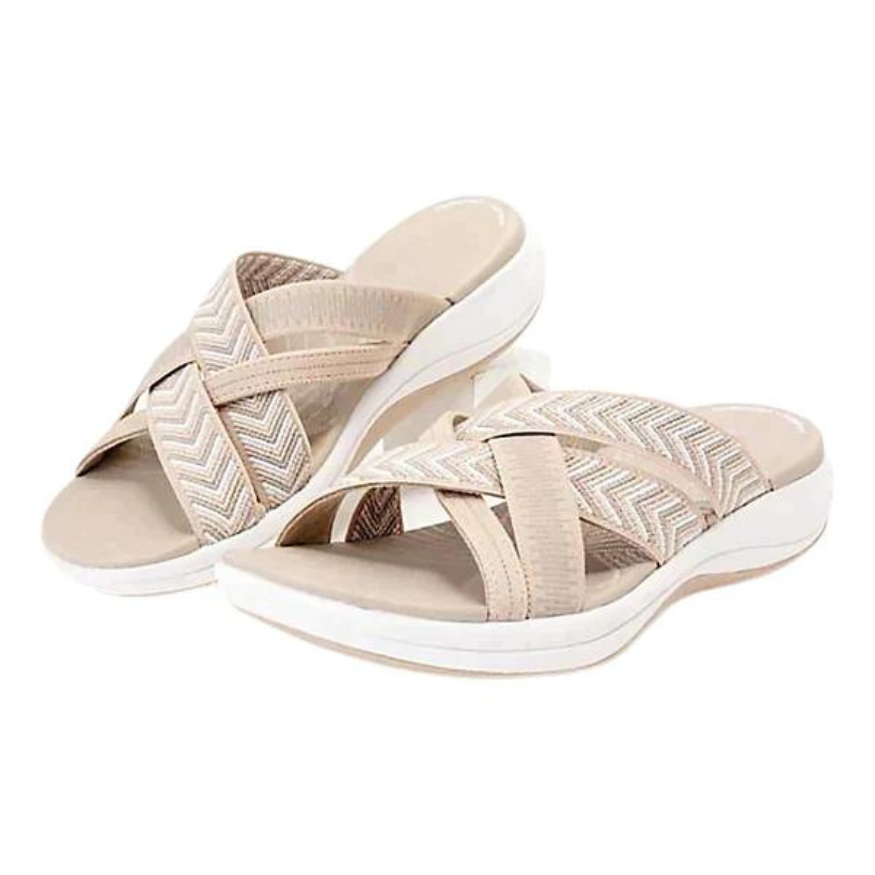Airy summer shoes with orthopedic footbed & cushioning – Riva-Beige-3-Nora Luxe