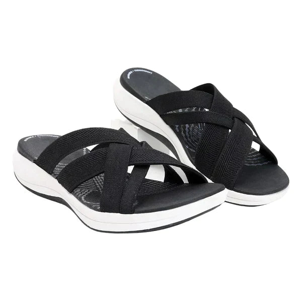 Airy summer shoes with orthopedic footbed & cushioning – Riva-Black-3-Nora Luxe