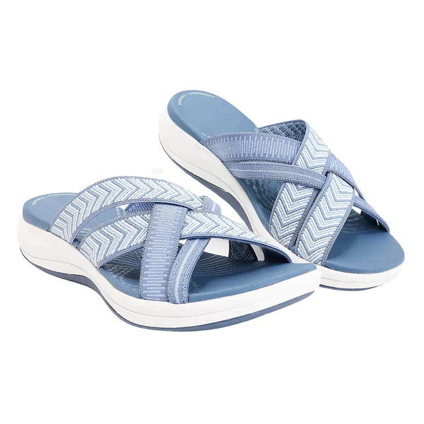 Airy summer shoes with orthopedic footbed & cushioning – Riva-Blue-3-Nora Luxe