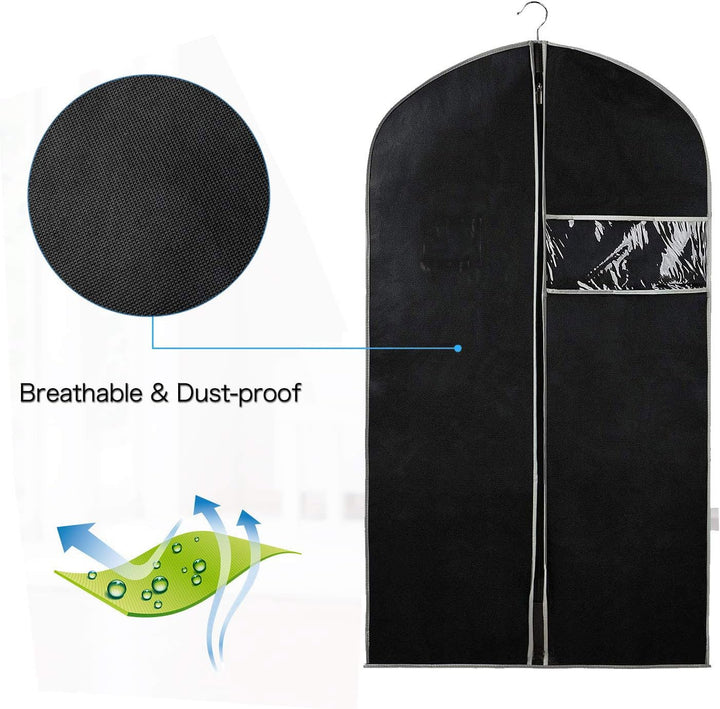 Breathable Garment Cover Set – 5-Pack Clothes Storage Sleeves with Window (1+1 FREE)