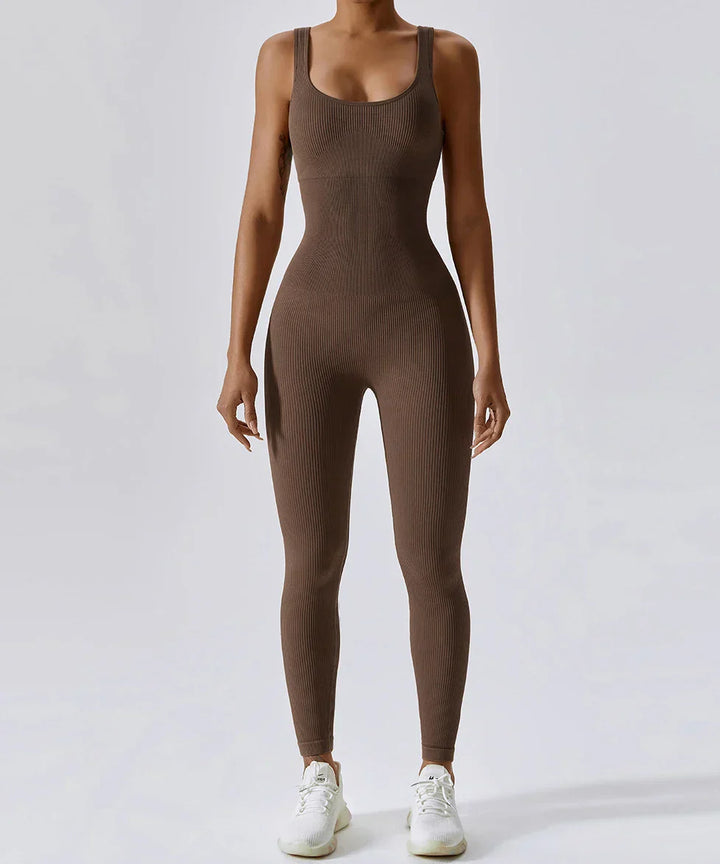All-Season Women's Fitness Jumpsuit - Nova-Brown-L-Nora Luxe