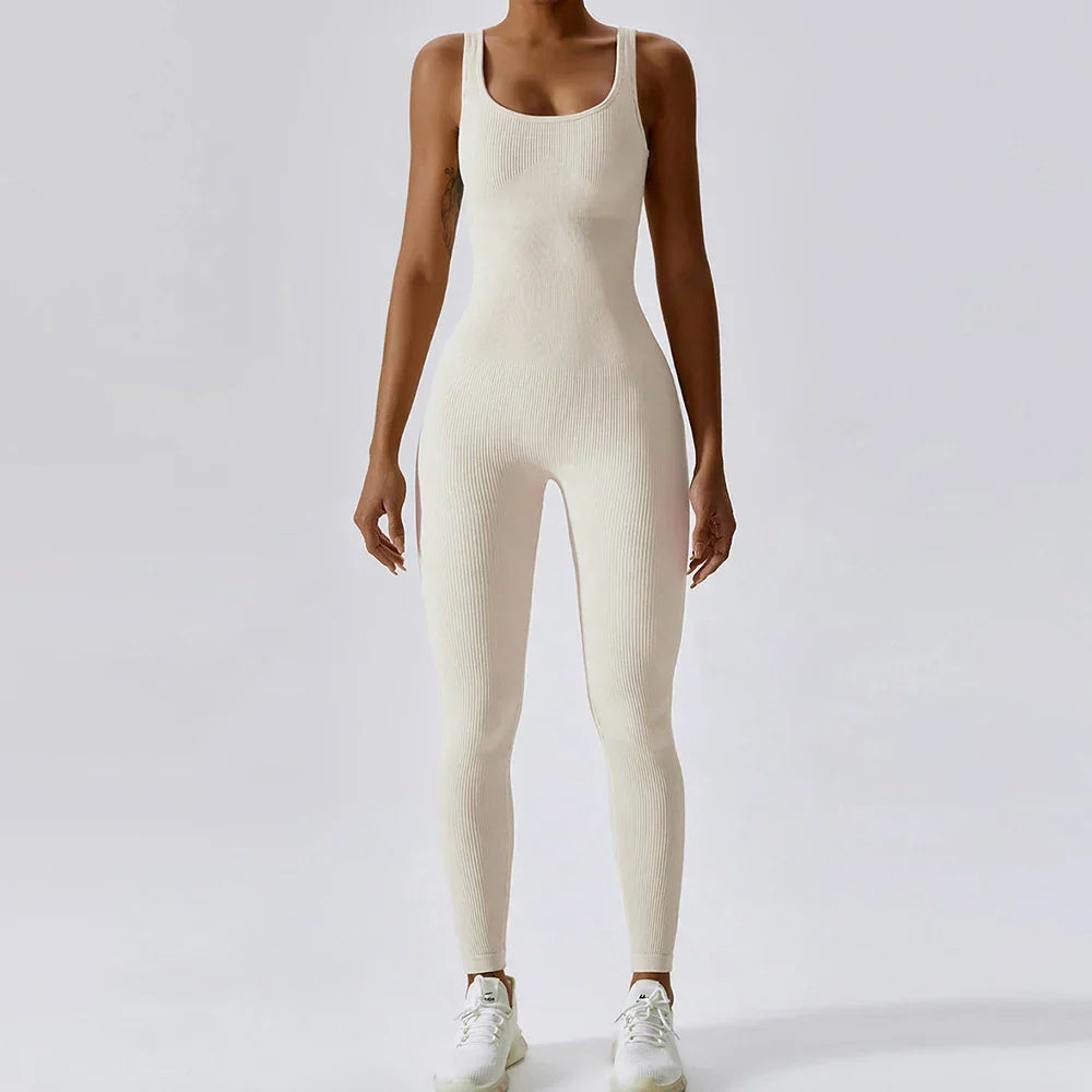 All-Season Women's Fitness Jumpsuit - Nova-White-L-Nora Luxe