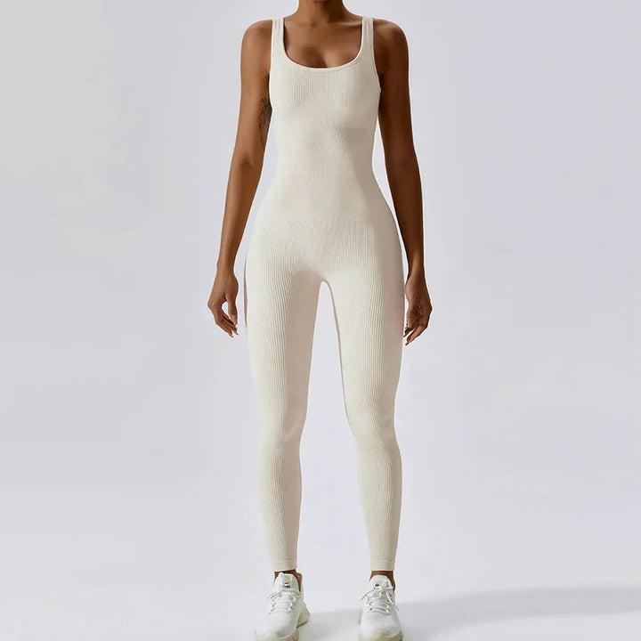 All-Season Women's Fitness Jumpsuit - Nova-White-L-Nora Luxe
