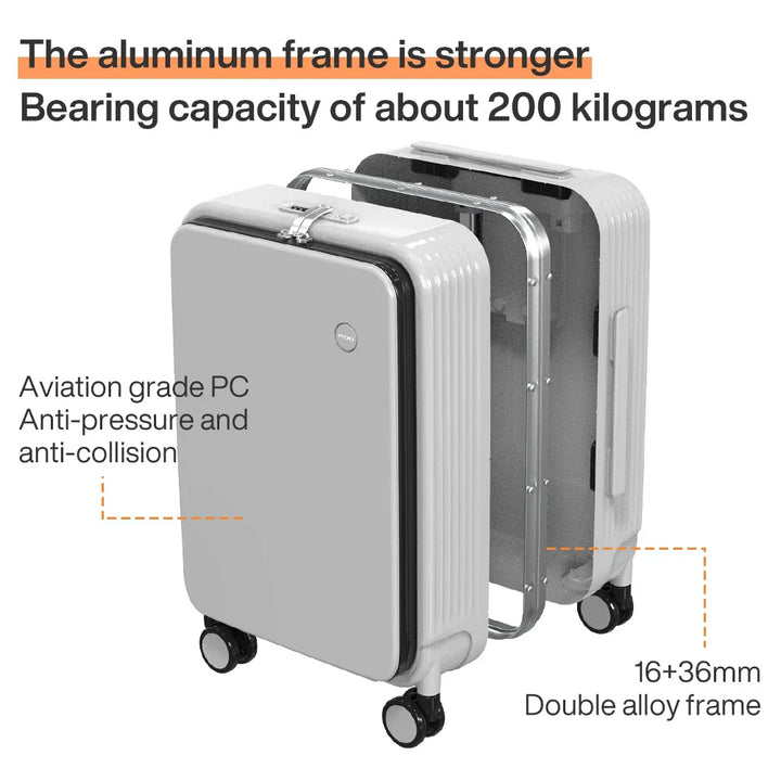 Aluminum frame hard shell suitcase with USB port – Turin-Yellow-S (42 L)-Nora Luxe