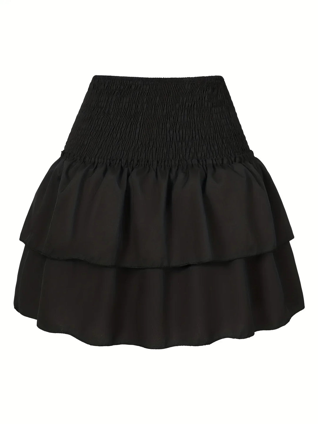 Amelia Rok | Pleated Waist | Layered Hem | Fashionable-XS-Black-Nora Luxe