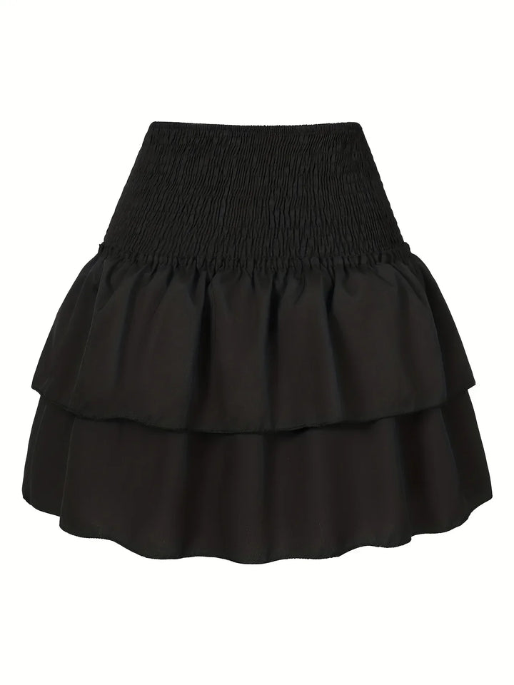Amelia Rok | Pleated Waist | Layered Hem | Fashionable-XS-Black-Nora Luxe