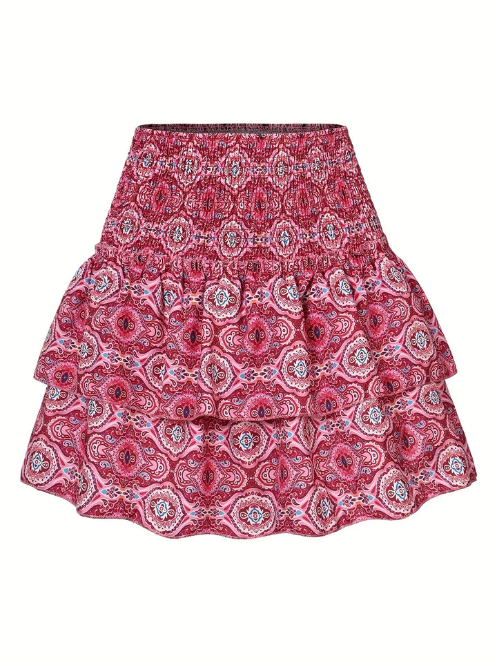 Amelia Rok | Pleated Waist | Layered Hem | Fashionable-XS-Pink-Nora Luxe
