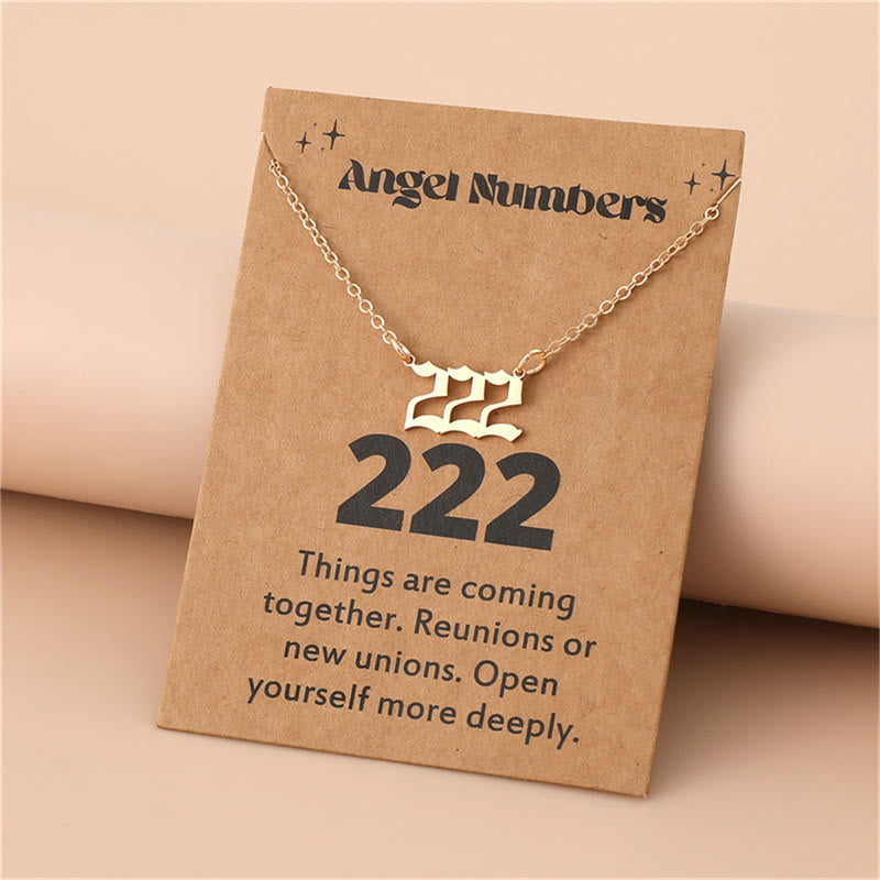 Angel Numbers Stainless Steel Necklace - Celestia-222-Gold-Nora Luxe