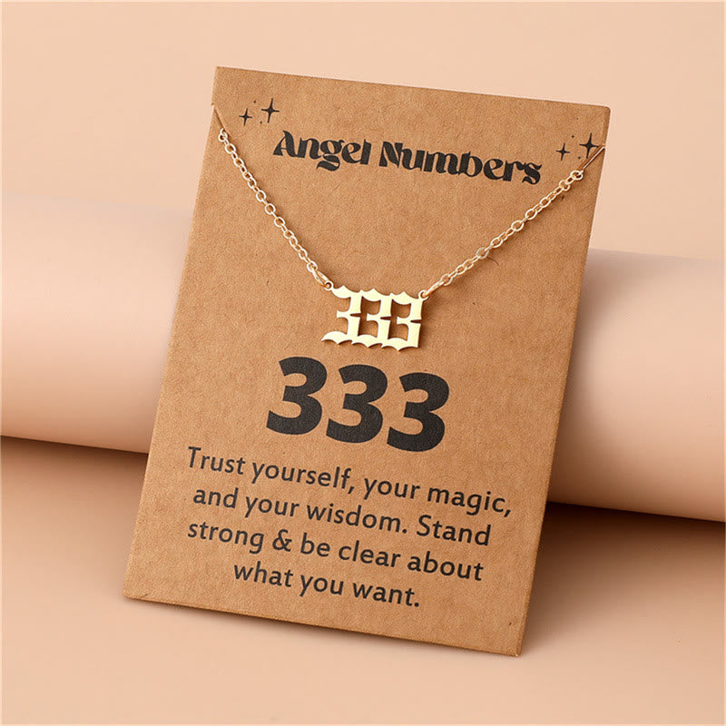 Angel Numbers Stainless Steel Necklace - Celestia-333-Gold-Nora Luxe