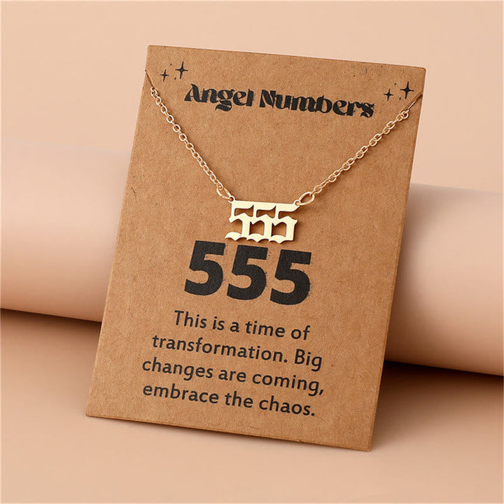 Angel Numbers Stainless Steel Necklace - Celestia-555-Gold-Nora Luxe