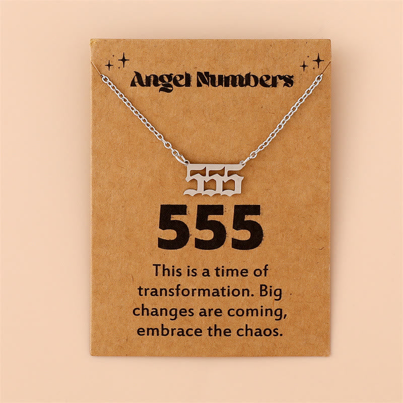 Angel Numbers Stainless Steel Necklace - Celestia-555-Silver-Nora Luxe