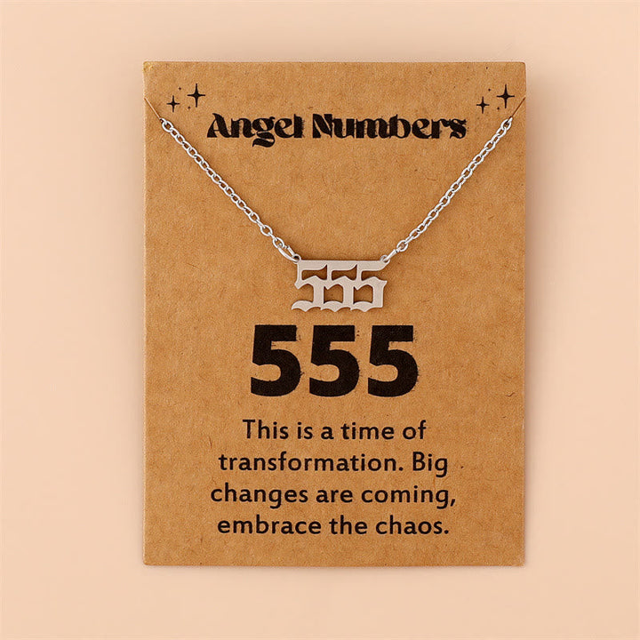 Angel Numbers Stainless Steel Necklace - Celestia-555-Silver-Nora Luxe