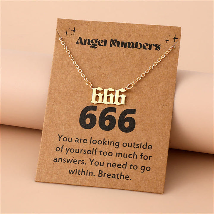 Angel Numbers Stainless Steel Necklace - Celestia-666-Gold-Nora Luxe