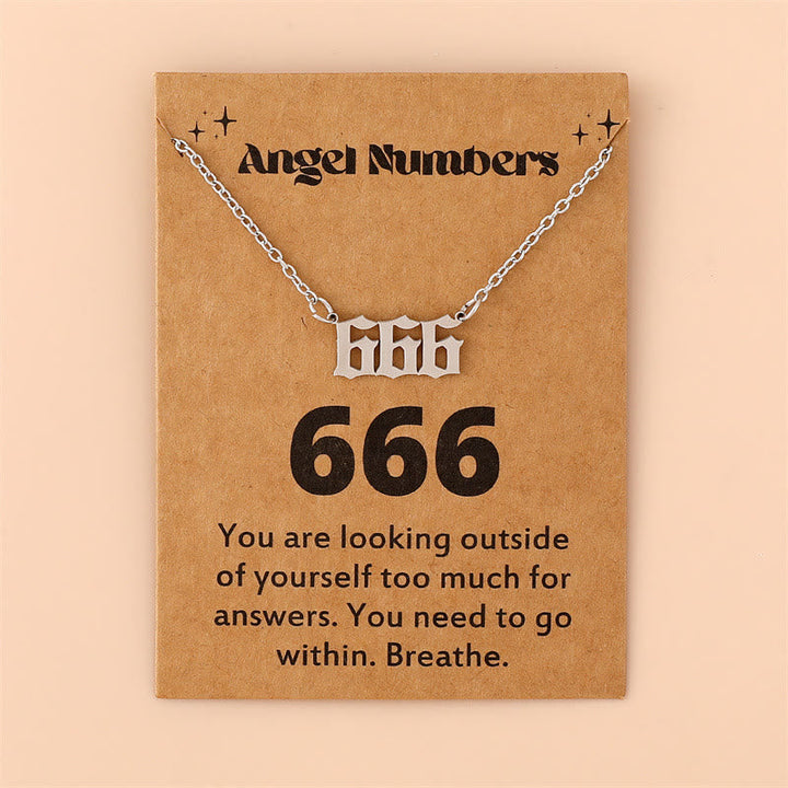 Angel Numbers Stainless Steel Necklace - Celestia-666-Silver-Nora Luxe