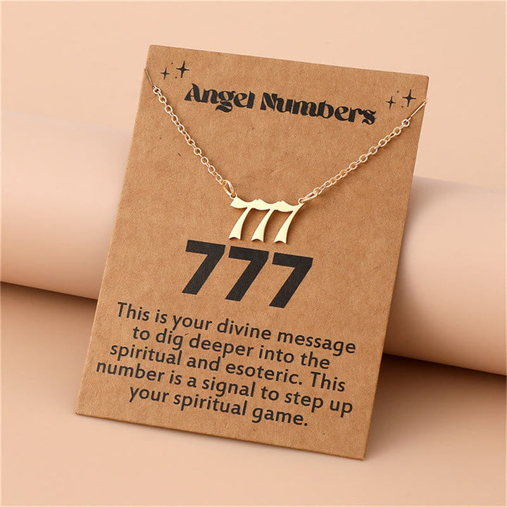 Angel Numbers Stainless Steel Necklace - Celestia-777-Gold-Nora Luxe