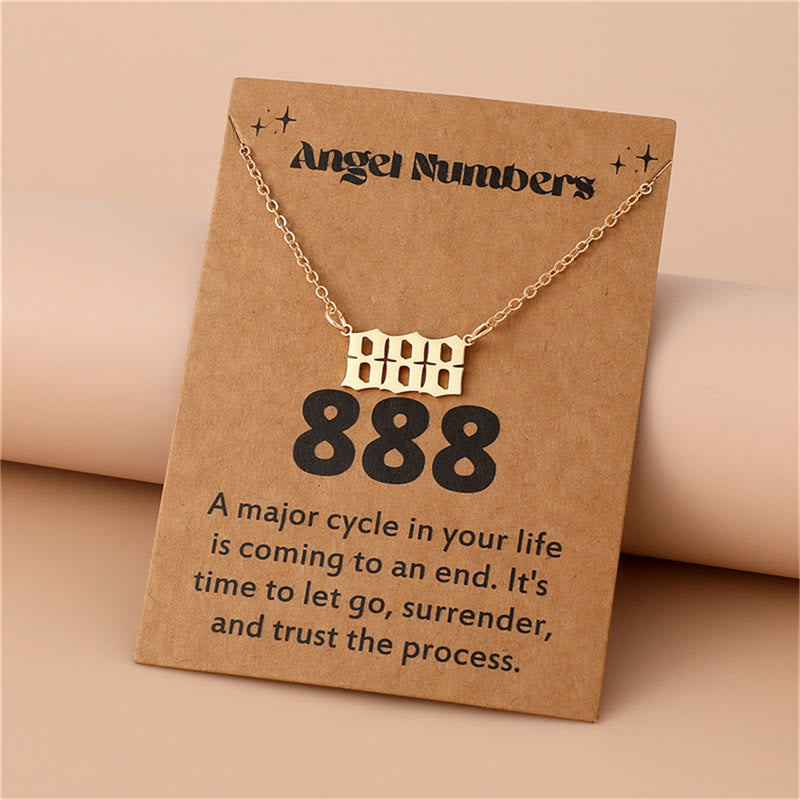 Angel Numbers Stainless Steel Necklace - Celestia-888-Gold-Nora Luxe