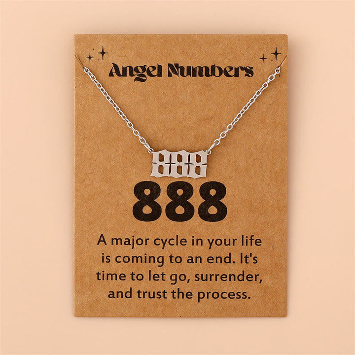 Angel Numbers Stainless Steel Necklace - Celestia-888-Silver-Nora Luxe