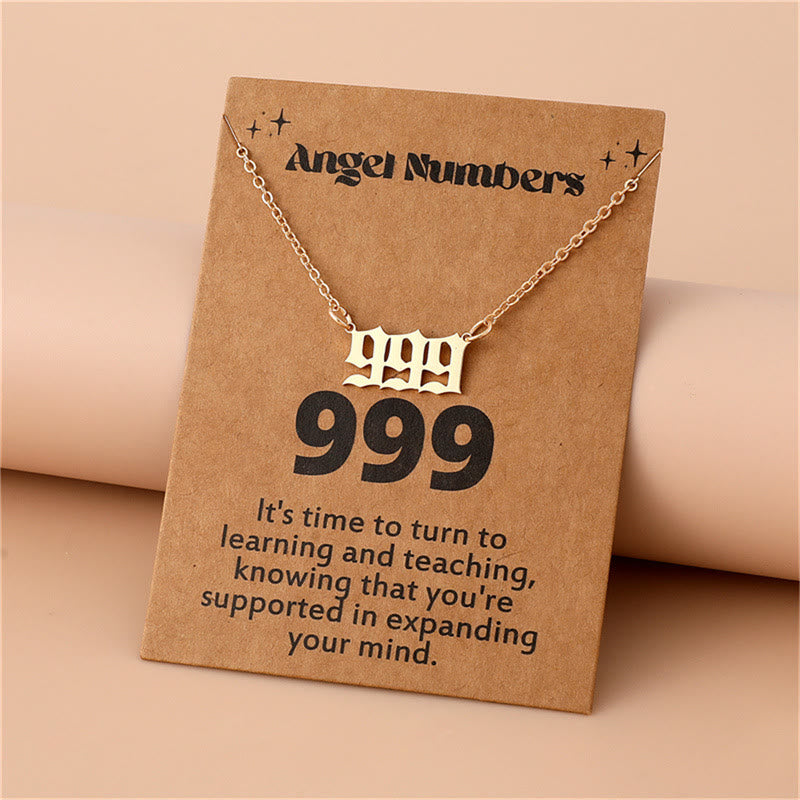 Angel Numbers Stainless Steel Necklace - Celestia-999-Gold-Nora Luxe