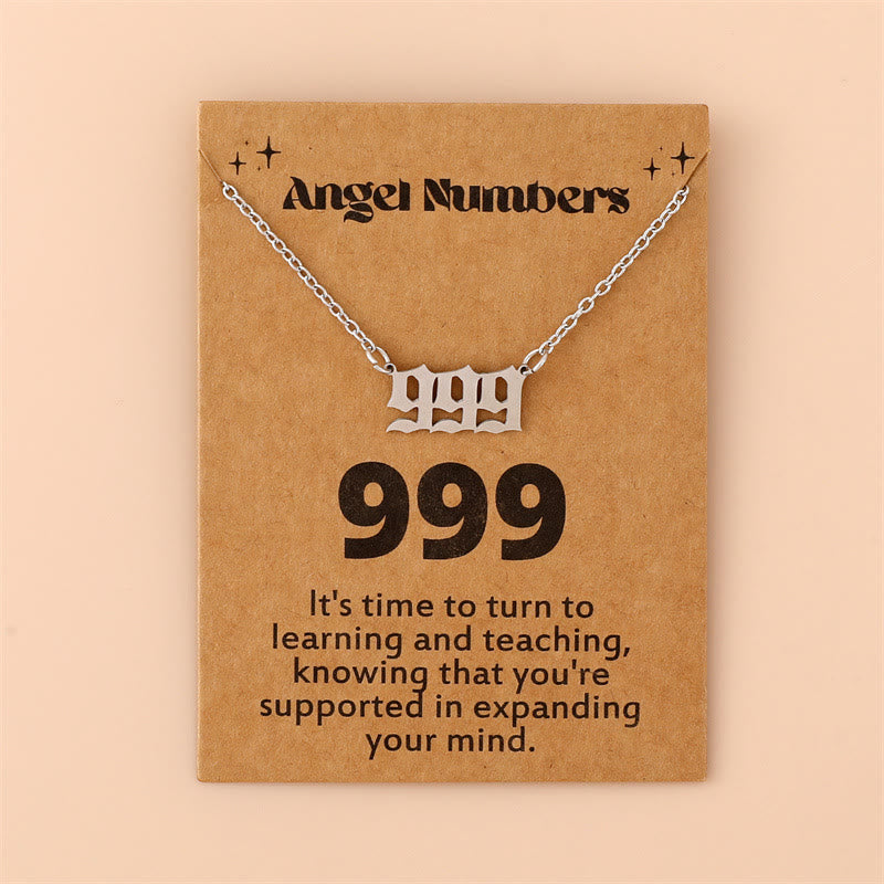 Angel Numbers Stainless Steel Necklace - Celestia-999-Silver-Nora Luxe