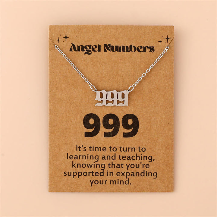 Angel Numbers Stainless Steel Necklace - Celestia-999-Silver-Nora Luxe