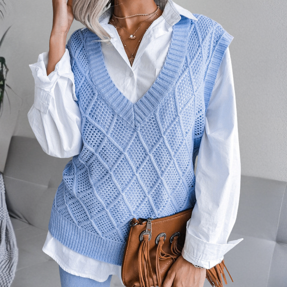 Angeza - Trendy Knitted Sweater for Women-Blue-XS-Nora Luxe