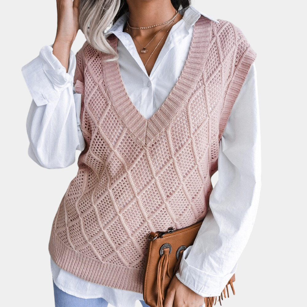 Angeza - Trendy Knitted Sweater for Women-Pink-XS-Nora Luxe