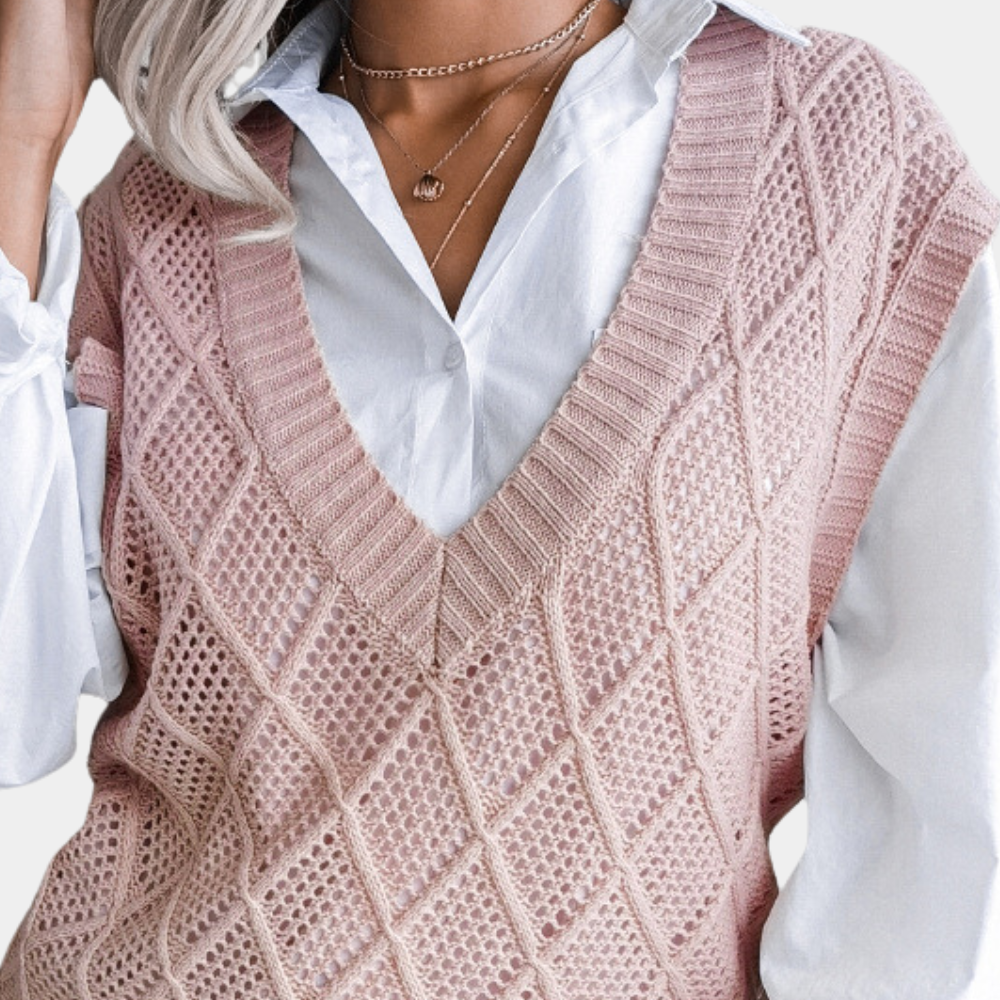 Angeza - Trendy Knitted Sweater for Women-Pink-XS-Nora Luxe