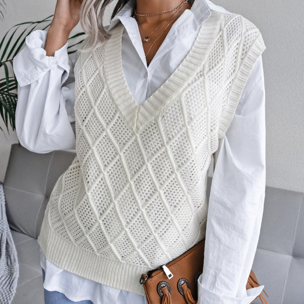 Angeza - Trendy Knitted Sweater for Women-White-XS-Nora Luxe