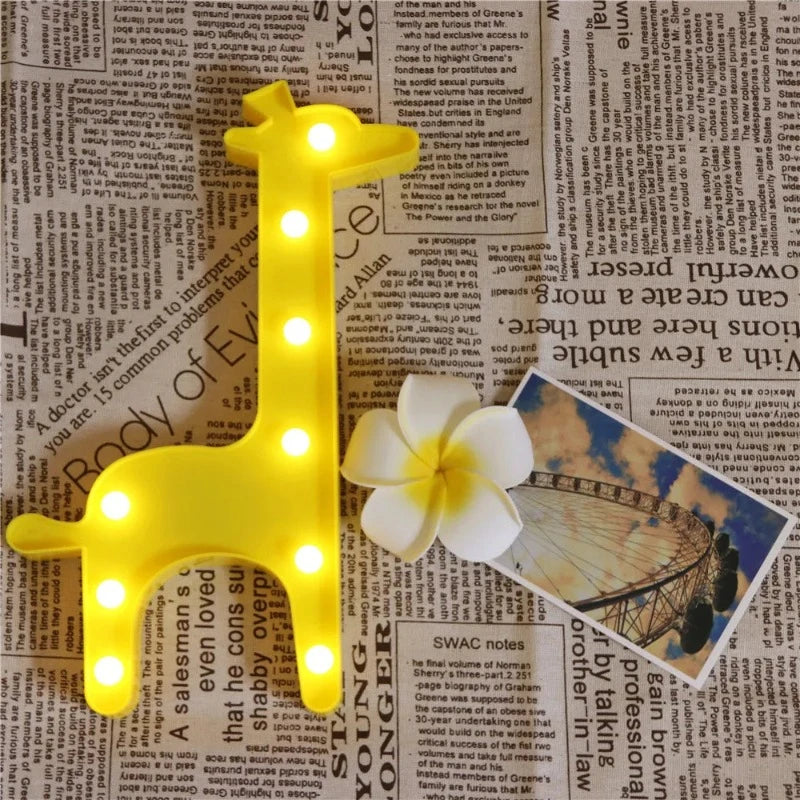 Animal Table Lamp - WildGlow-Orange Giraffe-Nora Luxe