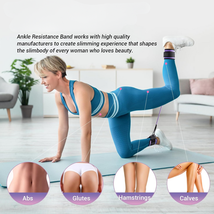 Ankle Resistance Bands with Sleeves – Set for Hip and Glute Exercises-Purple-Nora Luxe