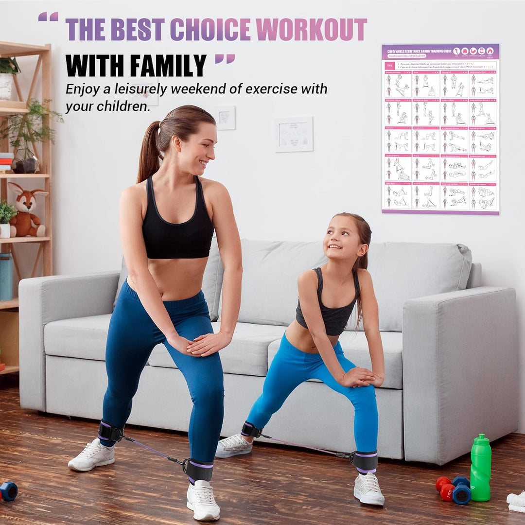 Ankle Resistance Bands with Sleeves – Set for Hip and Glute Exercises-Purple-Nora Luxe