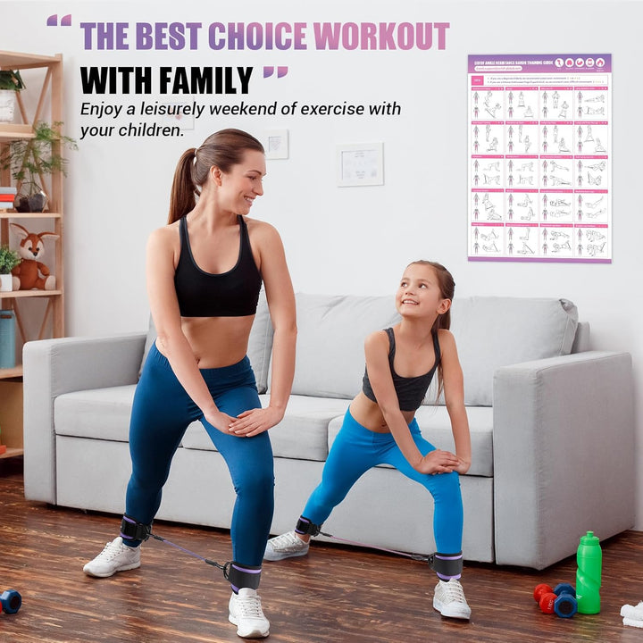 Ankle Resistance Bands with Sleeves – Set for Hip and Glute Exercises-Purple-Nora Luxe