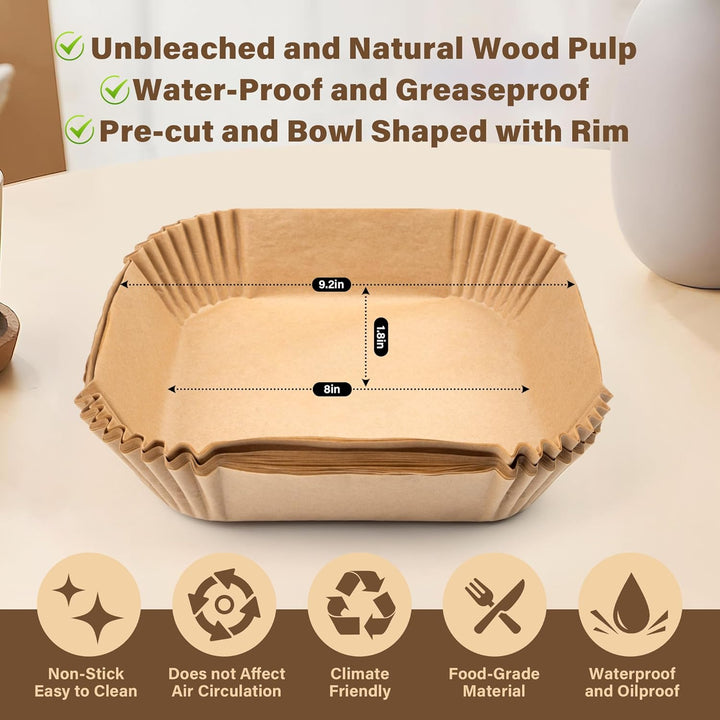 Anti-adhesive Disposable Air Fryer Liners - EasyCrisp-Square-Nora Luxe