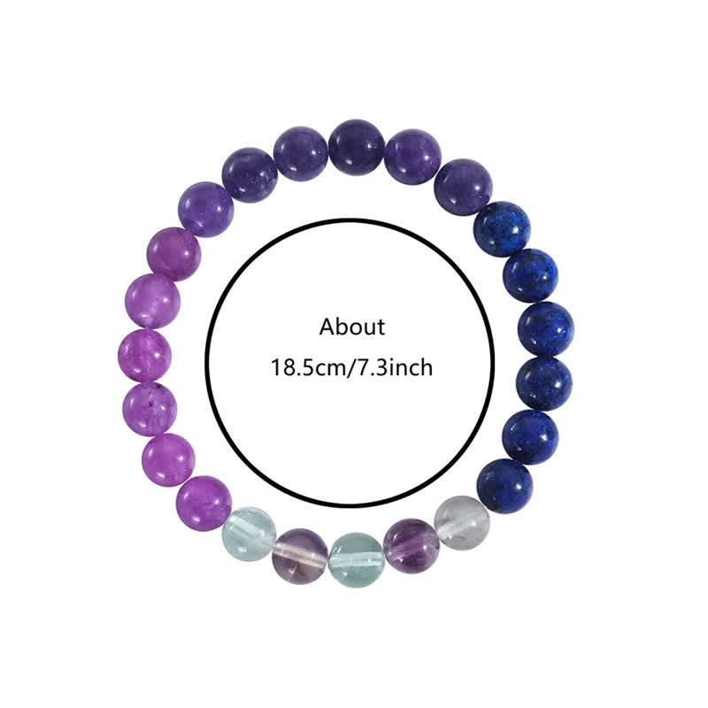 Anti-Anxiety Amethyst, Lepidolite and Lapis Lazuli Bracelet - Aurora-Nora Luxe