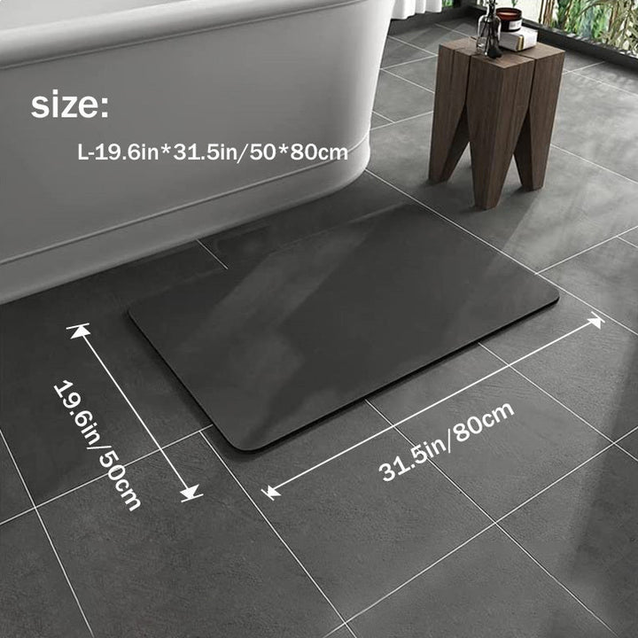 Anti-slip Diatomite Bath Mat - AquaGrip-Gray-15.75x23.62 inches-Nora Luxe