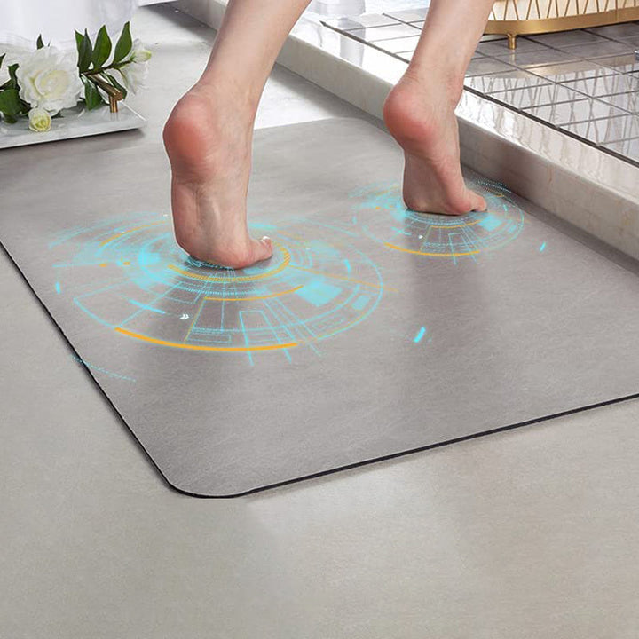 Anti-slip Diatomite Bath Mat - AquaGrip-Gray-15.75x23.62 inches-Nora Luxe