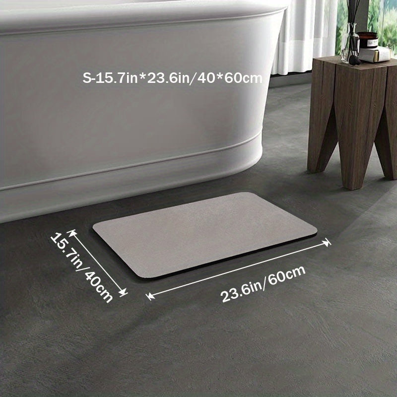 Anti-slip Diatomite Bath Mat - AquaGrip-Gray-15.75x23.62 inches-Nora Luxe