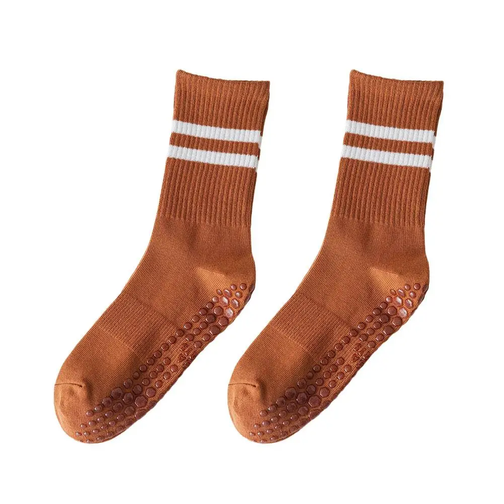 Anti-slip Mid-Tube Sports Socks for Fitness and Yoga - GripFit-Brown-Nora Luxe