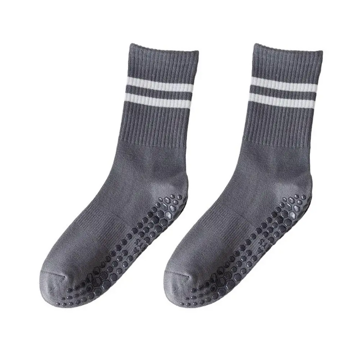 Anti-slip Mid-Tube Sports Socks for Fitness and Yoga - GripFit-Gray-Nora Luxe