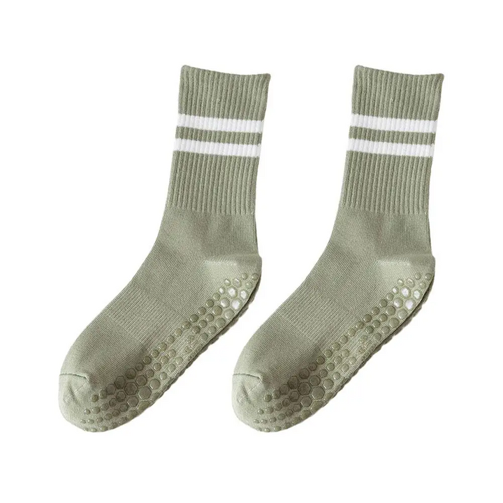 Anti-slip Mid-Tube Sports Socks for Fitness and Yoga - GripFit-Green-Nora Luxe