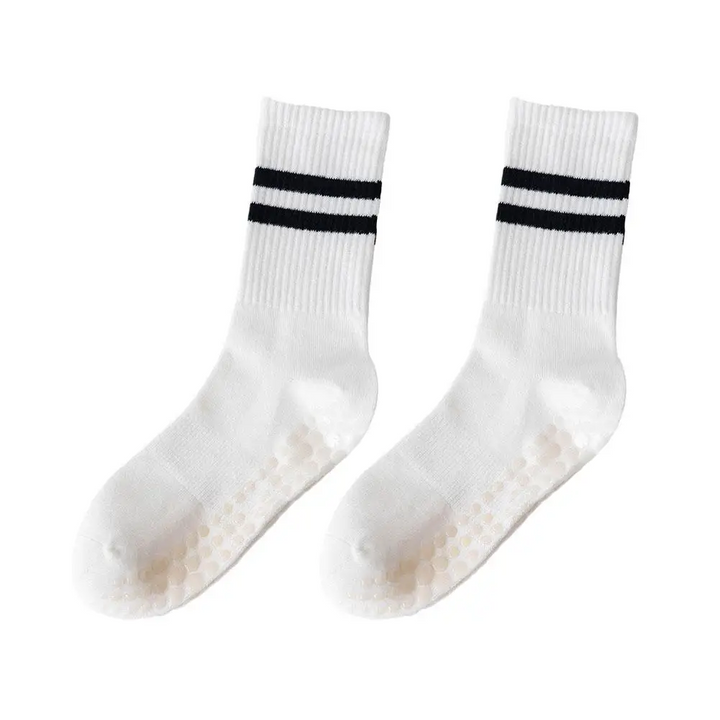 Anti-slip Mid-Tube Sports Socks for Fitness and Yoga - GripFit-White-Nora Luxe