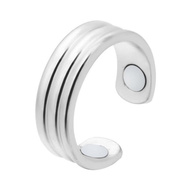 Anti-Snore Ring with Magnetic Therapy - StopSnore-Silver-Nora Luxe