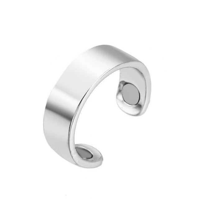 Anti-Snore Ring with Magnetic Therapy - StopSnore-Silver Solid-Nora Luxe