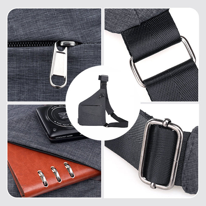 Anti-Theft Shoulder Bag - TravelSafe-Right-handed-Gray-Nora Luxe