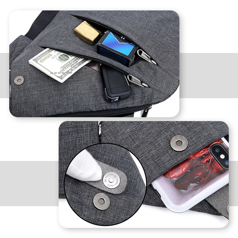 Anti-Theft Shoulder Bag - TravelSafe-Right-handed-Gray-Nora Luxe