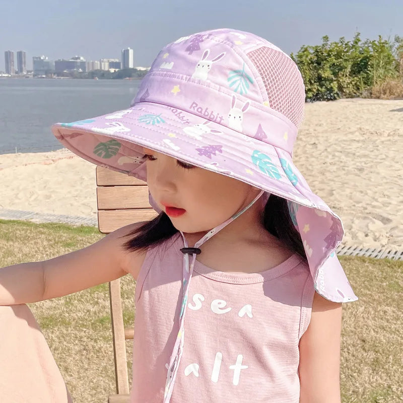 ANTI-UV KIDS SUN HAT WITH WHISTLE - SUMMER BUCKET HAT FOR BOYS AND GIRLS-Black-Nora Luxe