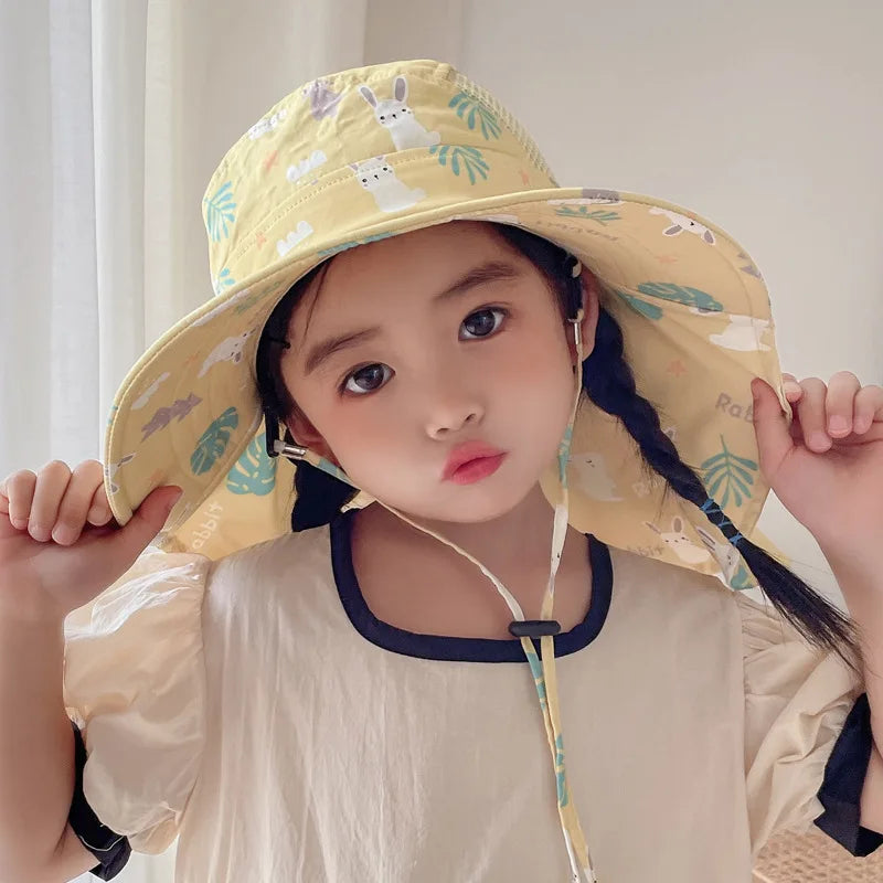 ANTI-UV KIDS SUN HAT WITH WHISTLE - SUMMER BUCKET HAT FOR BOYS AND GIRLS-Green-Nora Luxe